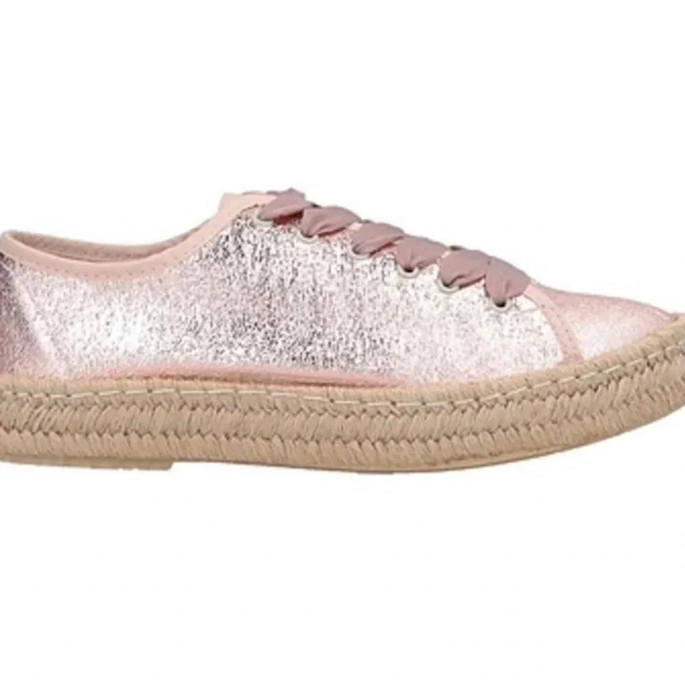 Paez Metaliic Pink Low Top Lace Up Espadrilles Shoes Womens 9.5 US NWB